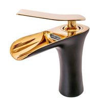 Waterfall Bathroom Basin Mixer - Black and Gold